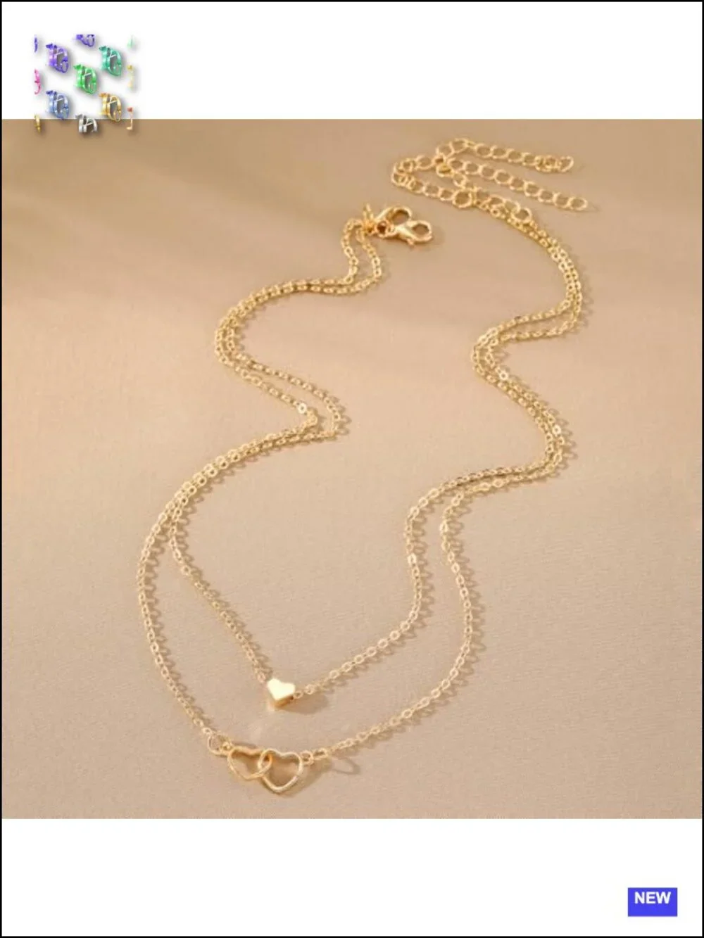 Gold Heart Pendant Necklace Set Adjustable Layered Hollow Love Chain Trendy